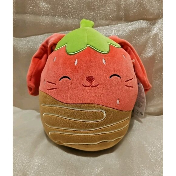 Original Squishmallows 8" Gunda The Strawberry Bunny Dipped in Chocolate - Picture 5 of 7